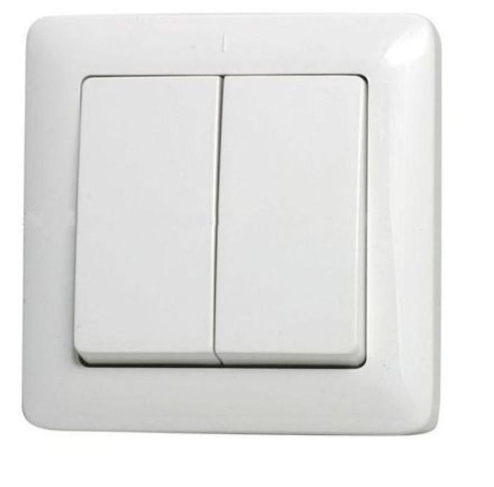 Schneider Electric  Хит  Белый  Выключатель 2-клавишный (250В, 6А) IP20 скрытая установка (ВС56-234-б) VS56-234-B