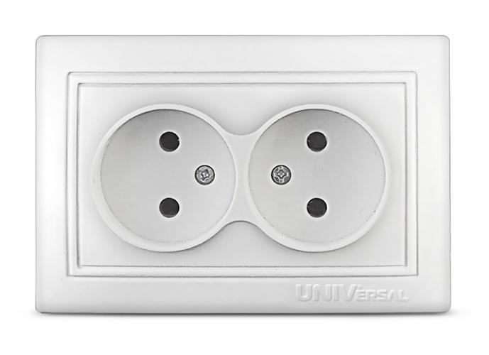 UNIVersal  Севиль  Белый  Розетка 2-местная без заземляющих контактов скрытая установка С0102