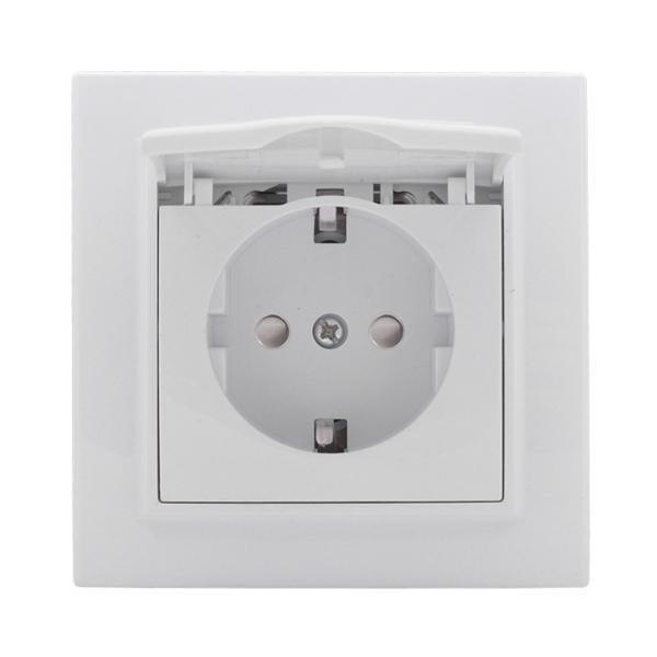 EKF  Минск  Белый Розетка 1-местная с заземляющими контактами с крышкой с защитными шторками скрытая установка 16А ERR16-029-100