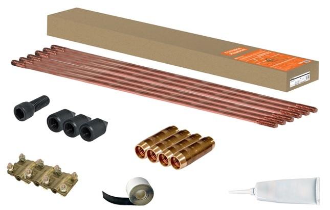 Комплект заземления №1, для частного дома (9м d14ммх1,5м 6шт омедненные стержни) TDM