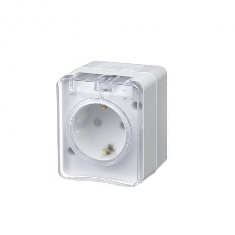 Розетка 1-м ОП AtlasDesign Profi54 16А IP54 250В с заземл. защ. шторки бел. SchE ATN540145