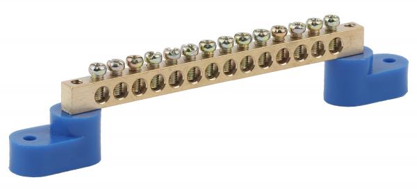 Шина нулевая 8х12мм (14/2) на двух угловых изоляторах ЭРА NO-222-70 ШНИ-8х12-14-У2-Синий