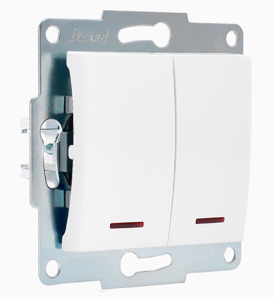 Lezard  KARINA  Белый  Выключатель 2-клавишный с подсветкой 707-0288-112