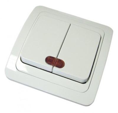 TDM  Валдай  Выключатель 2-клавишный с подсветкой СП 10А IP20 SQ1804-0006