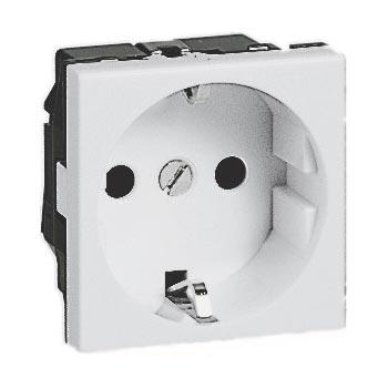 Legrand  Mosaic  Белая Розетка механизм 2К+З немецкий стандарт 2 модуля винтовые зажимы без защитных шторок    077210