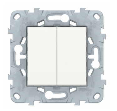 Schneider Electric Unica NEW  Белый Переключатель 2-клавишный, 2 х схема 6, 10 AX, 250 В, NU521318