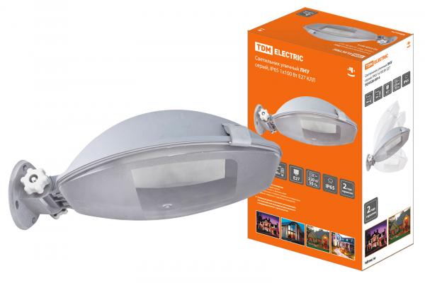 Светильник уличный ЛНУ 1х100 Вт, Е27, IP65, серый TDM