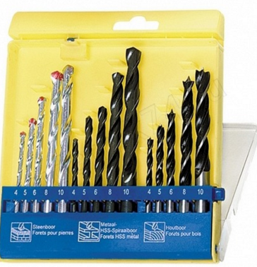 Набор сверл по бетону, металлу, дереву 4-5-6-8-10 мм, 15 шт. пластиковый бокс, цилин.хвостовик SPARTA