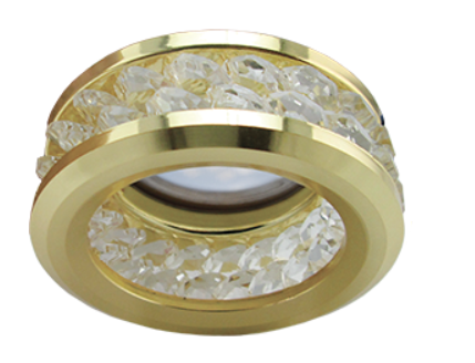 Светильник точечный Ecola MR16 DL1656 GU5.3 встр. круглый с хруст.(2 ряда) и ободком - Прозрачный / Золото 54x85 (кd74) /FG1656EFF/